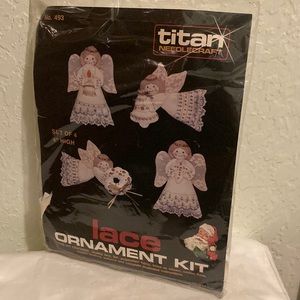 Titan Needlecraft Lace Angel Ornament Kit Christmas Craft Number 493 Set Of 4